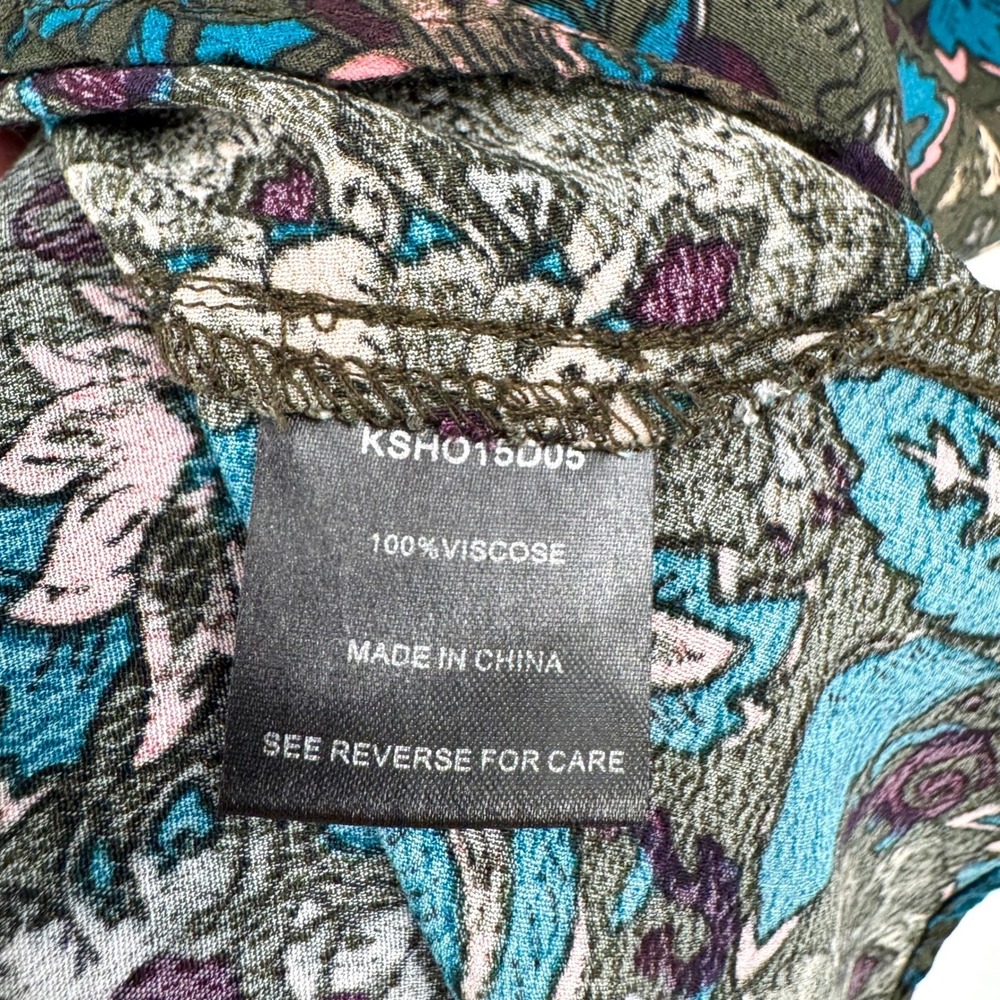 Knot Sisters JoJo Drop Waist Mini Dress Dark Floral Mock Neck Long Sleeve Size L - Picture 15 of 16